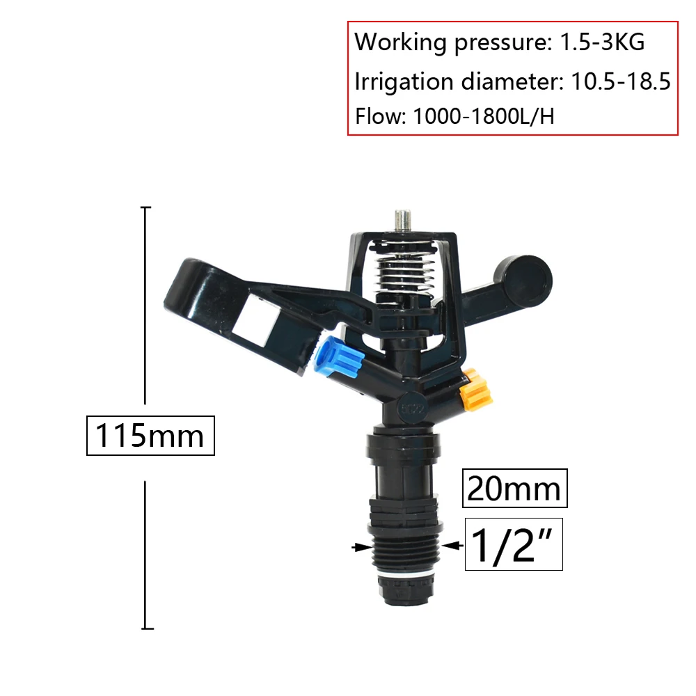 Automatyczne wirujące tryskacze strumieniowe G1/2 gwint męski dysze Rocker do nawadnianie trawnika do ogrodu gospodarstwa rolnego
