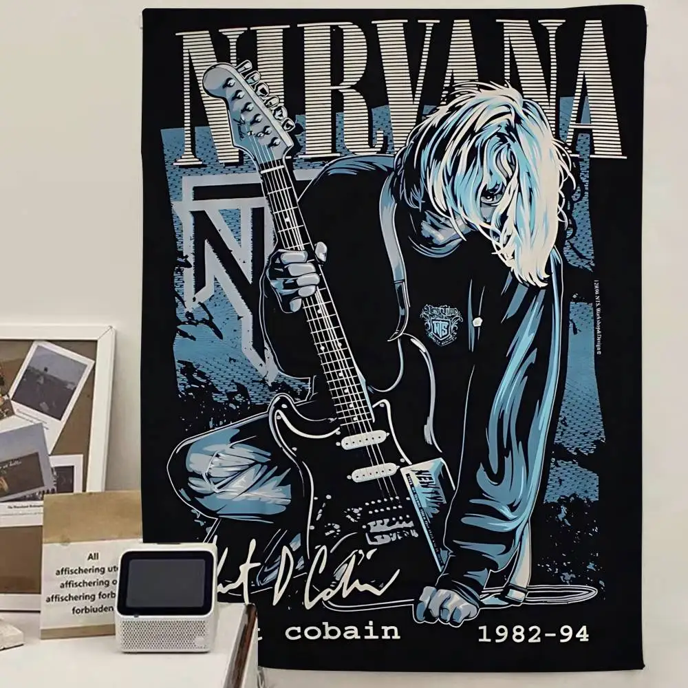 Grunge Band N-Nirvana Anime Tapestry Hanging Tarot Hippie Wall Rugs Dorm Home Decor