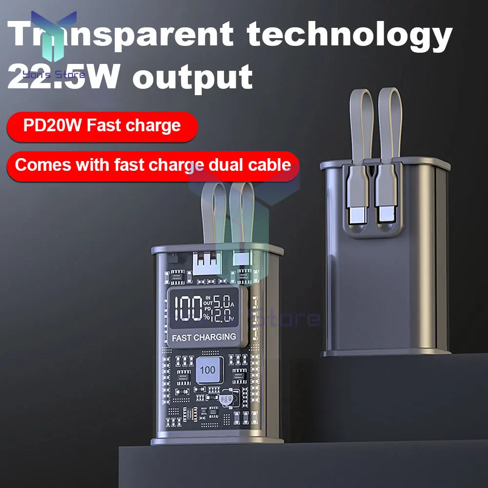 18650/21700 Battery Charger Case DIY Power Bank Box PD22.5W Fast Charging Case 10000mAh Polymer Battery Charging Power Bank Box