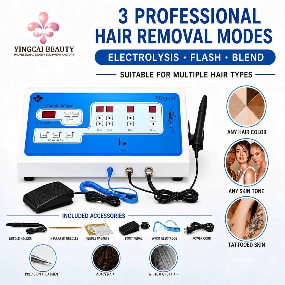 Yingcai CE ROHS Agent Price Hair Remover Fast Blend Electrolysis Painless Hair Removal Machine With Gold Needle*10 For Full‑Body