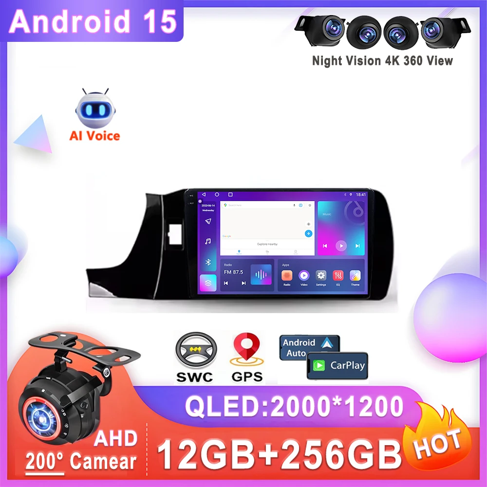 Car Android 15 Auto Radio For Honda Amaze 2018 - 2023 BRV Stereo Head Unit Multimedia Player No 2din DVD Dash Cam QLED Screen 5G
