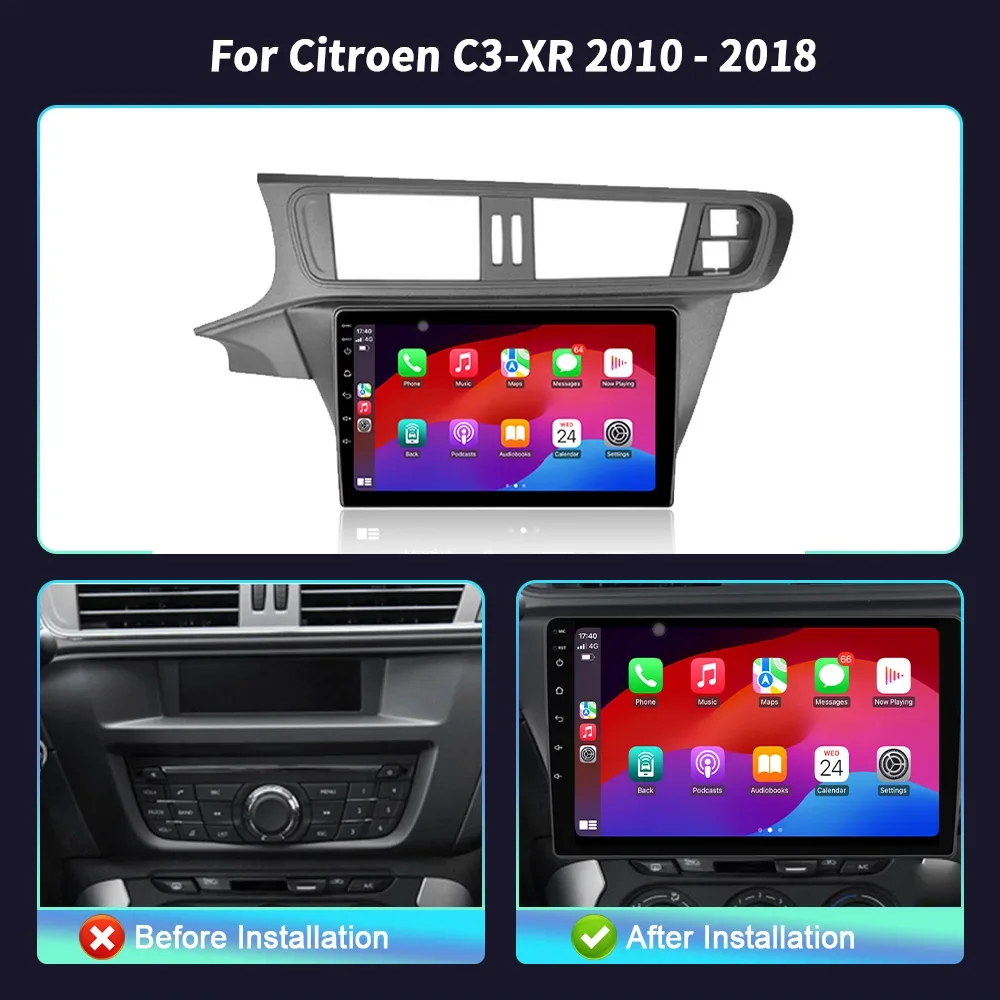 أندرويد 14 لسيتروين C3-XR 2010-2018 مشغل فيديو للسيارة راديو GPS وحدة ستيريو الملاحة واي فاي اللاسلكية BT Carplay شاشة تعمل باللمس