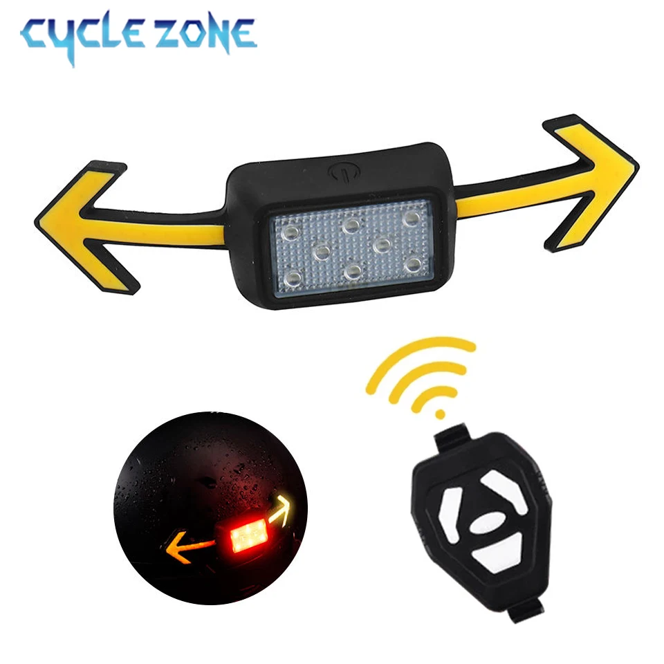 

LED Cycling Bicycle Helmet Light Bike Turn Signal Tail Light Wireless Remote Control Warning Rearlight Rechargeable 6 Modes Lamp