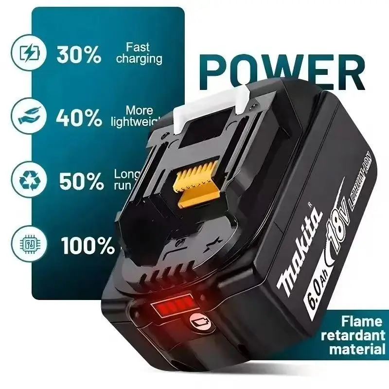 100% الأصلي ماكيتا 18 فولت 6.0Ah بطارية قابلة للشحن ، لماكيتا BL1830 BL1830B BL1840 BL1840B BL1850 BL1860 أدوات كهربائية البطارية #4