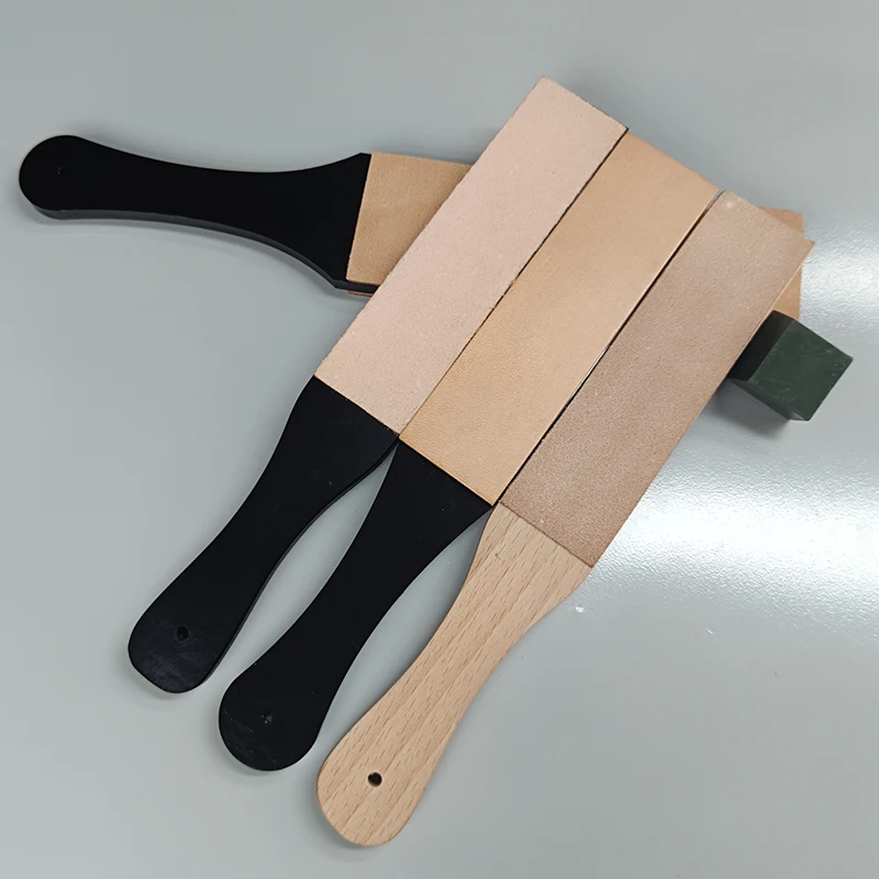 Double Side Leather Strop for Knife Sharpening Stropping Block Kit with Polishing Compound Knife Sharpening Double Side