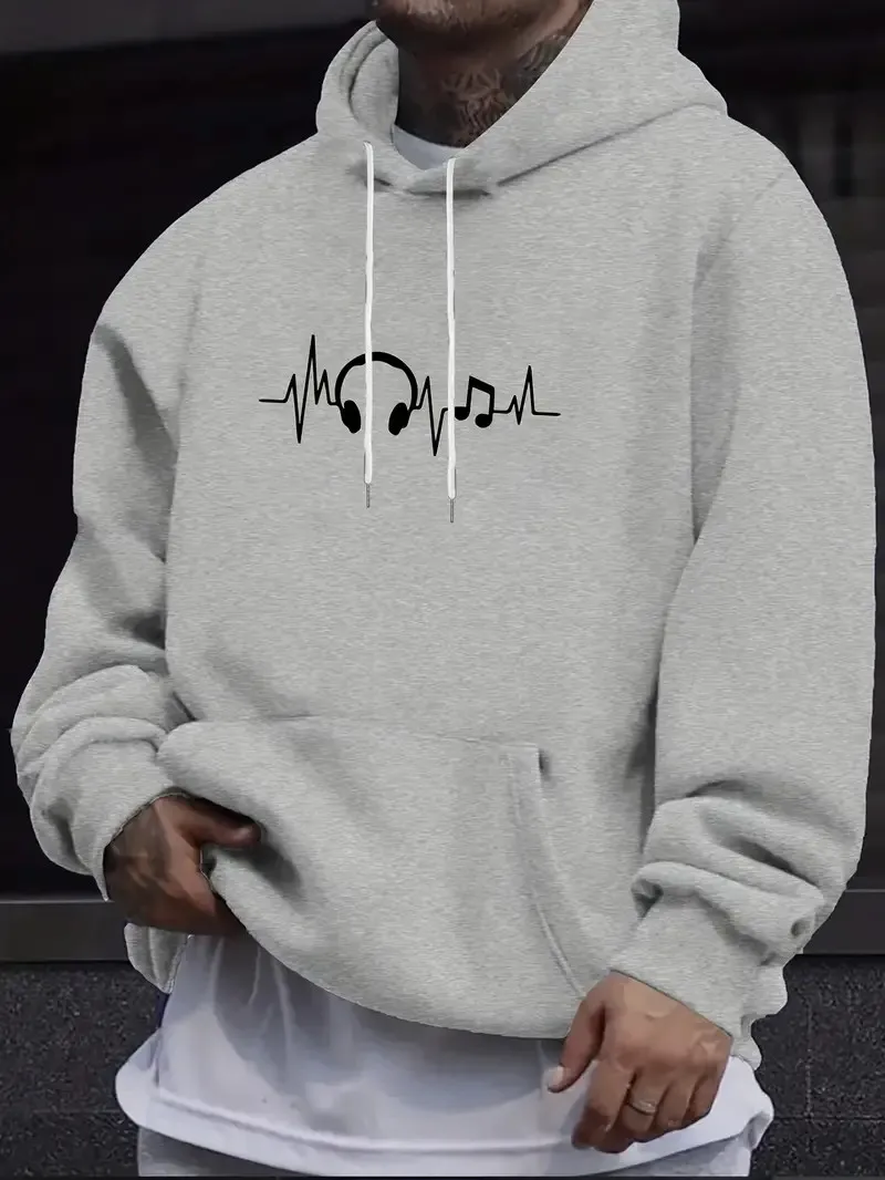 Autumn Minimalist Men's Training Letter Printed Micro Elastic Comfortable Hoodie Outdoor Urban Sports Top
