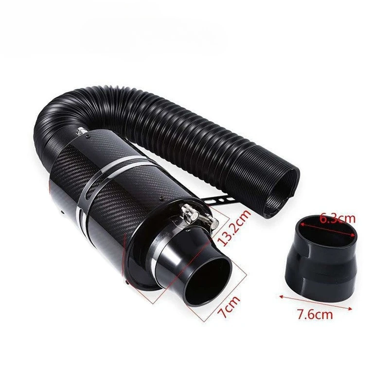 Universal Carbon Fiber Air Intake Parts Box Kit Automotive Air Filter Mushroom Head Intake Modification High Flow Pure Bellows