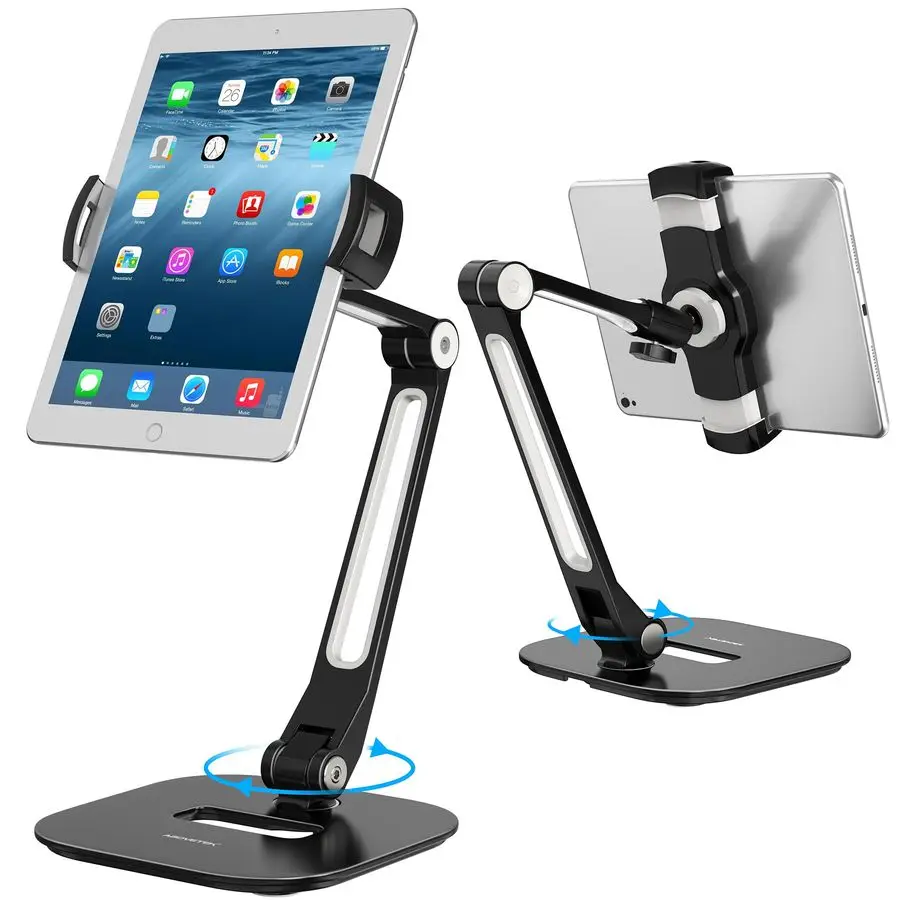 

Tablet Stand, MultiAngle Adjustable iPad Stand Holder, 360 Swivel Tablets Stand Aluminum Desk Mount Fits 411Diagonal iPad mini A