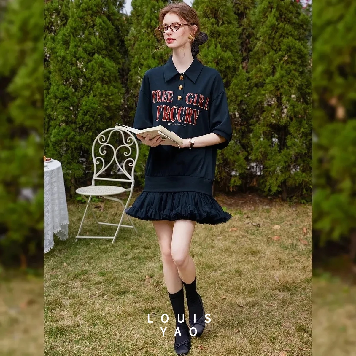 

LOUISYAO Женская толстовка с 3D-принтом и капюшоном, осенняя коллекция 2025, свободная толстовка с узором, повседневная уличная одежда, пуловер с длинным рукавом