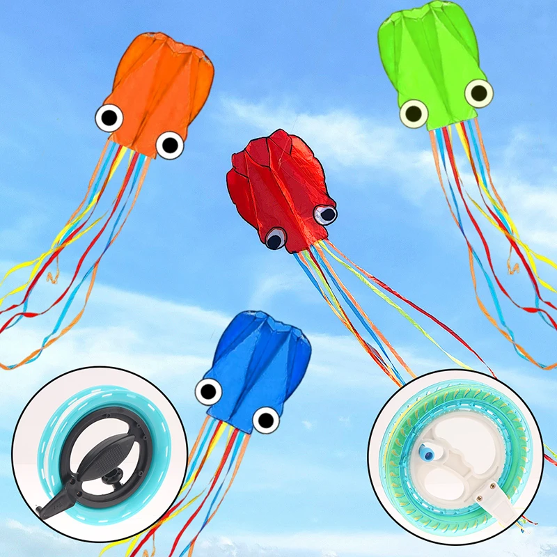 1 Set 3D Stereoscopic Octopus Kites Flying Toys For Children Nylon Ripstop Fish Kites Koi Inflatable Kites Outdoor Soft Kites