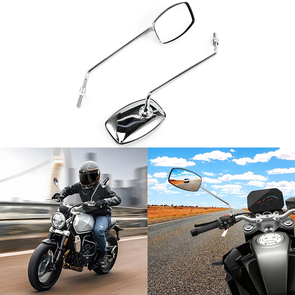 Motorcycle Rearview Mirror Set 8mm Side Mirrors Chrome Classic Style For Suzuki C70 CA95 FA50 FS50 FZ50