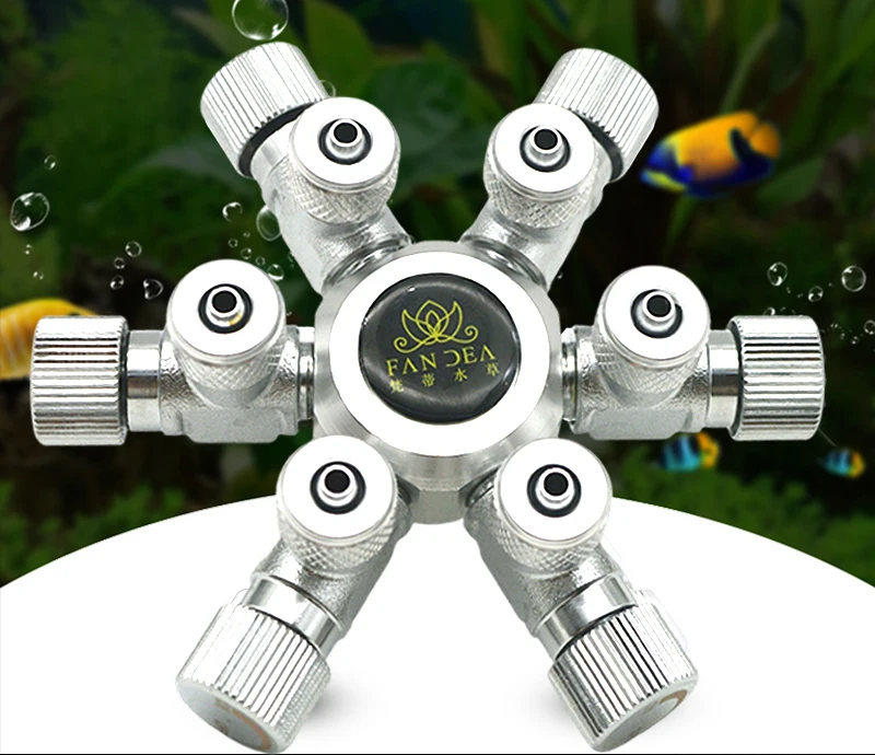 Detalle 1 de Electroválvula Stainless Steel Multi Way Aquarium CO2 Splitter Distributor Check Valve Solenoid Valve CO2 Regulator Fish Tank Accessori Otras válvulas
