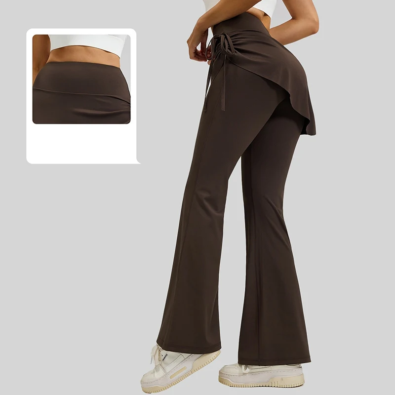 2026 Neue Damen Rüschen-2-in-1-Rock-Leggings: Bequeme High-Waist Po-Lifting Schlaghose für Pilates & Fitness