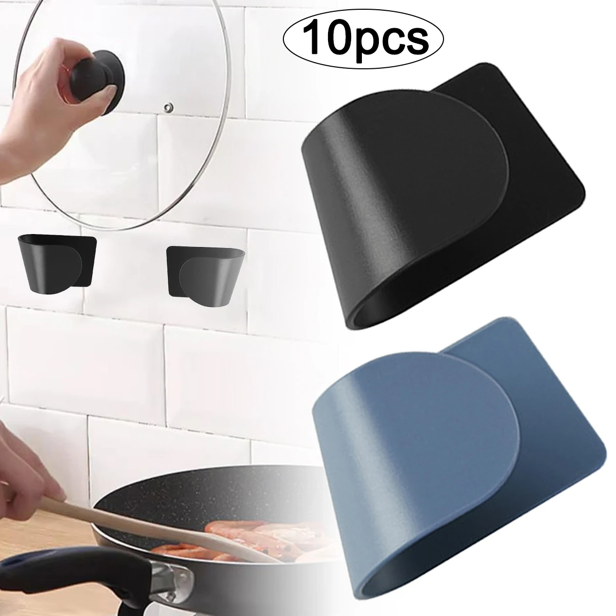 

10Pcs Pot Lid Holder Wall Mounted Hanging Holders for Pan Pot Cover Racks Cabinet Door Pan Lid Organizer Kitchen Storage Rack