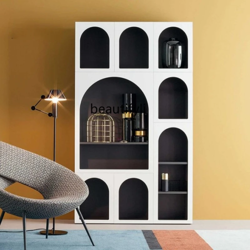 

zq Modern Furniture Museum Light Luxury Bookcase Bookshelf Partition Display Showcase Simple Arch Curio Cabinet