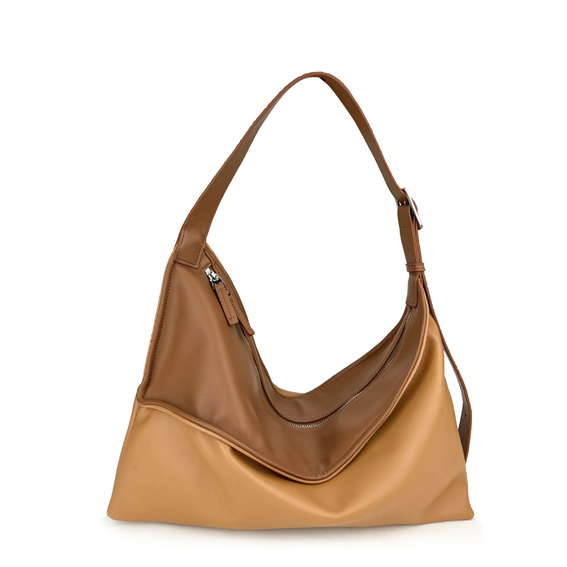 

Geometric splicing shoulder bag 2025 new style for men and women, street fashion contrasting color kink leather crossbody bag