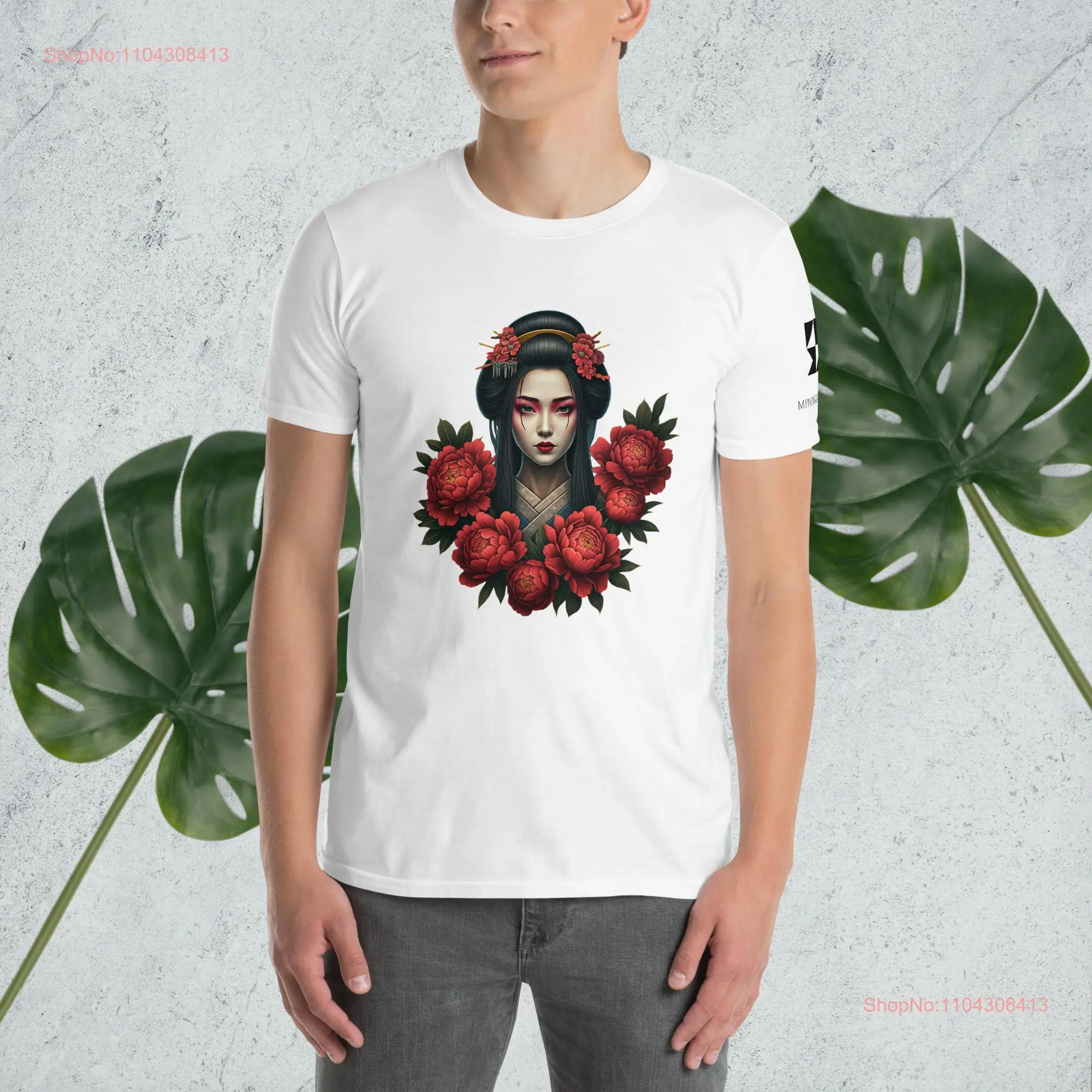 Mysterious Geisha with Red Peony T shirt long or short sleeves