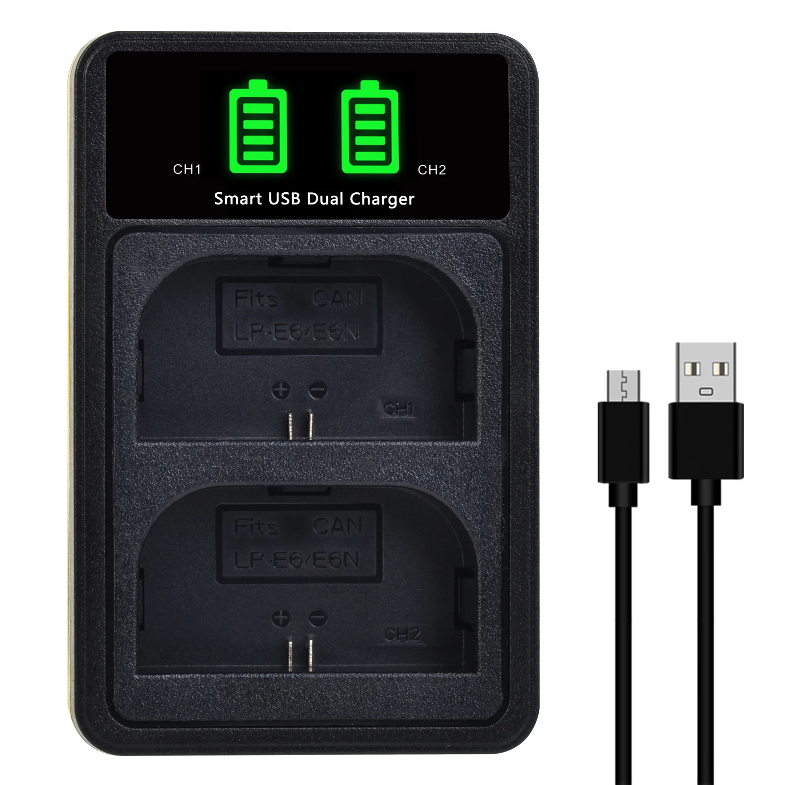 Pickle Power LP-E6 Dual USB Charger for Canon EOS R7, R6, R5, R, 70D, 5D Mark II/III/IV, 5DS, 5DS R, 6D, 6D Mark II, 7D