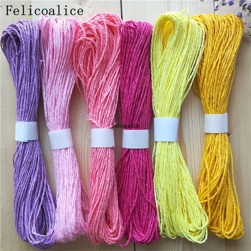 1pcs/lot 30M Rafi Grass Rope Double Piece Color Paper Rope Stickers Children DIY Hand-woven Kindergarten Art Materials