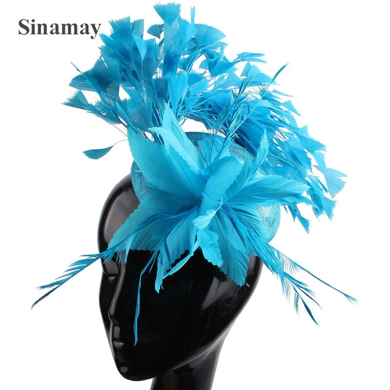 Sinamay Ladies Chic Fascinators Hats with Feather, Racing Season Kentucky Derby Hats for Women Ladies