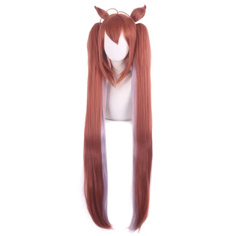 Peluca de anime Racehorse Girl Yamato Akijiki Cosplay Orejas de animales Cola de caballo doble Estilo de personaje Estilo de anime rizado