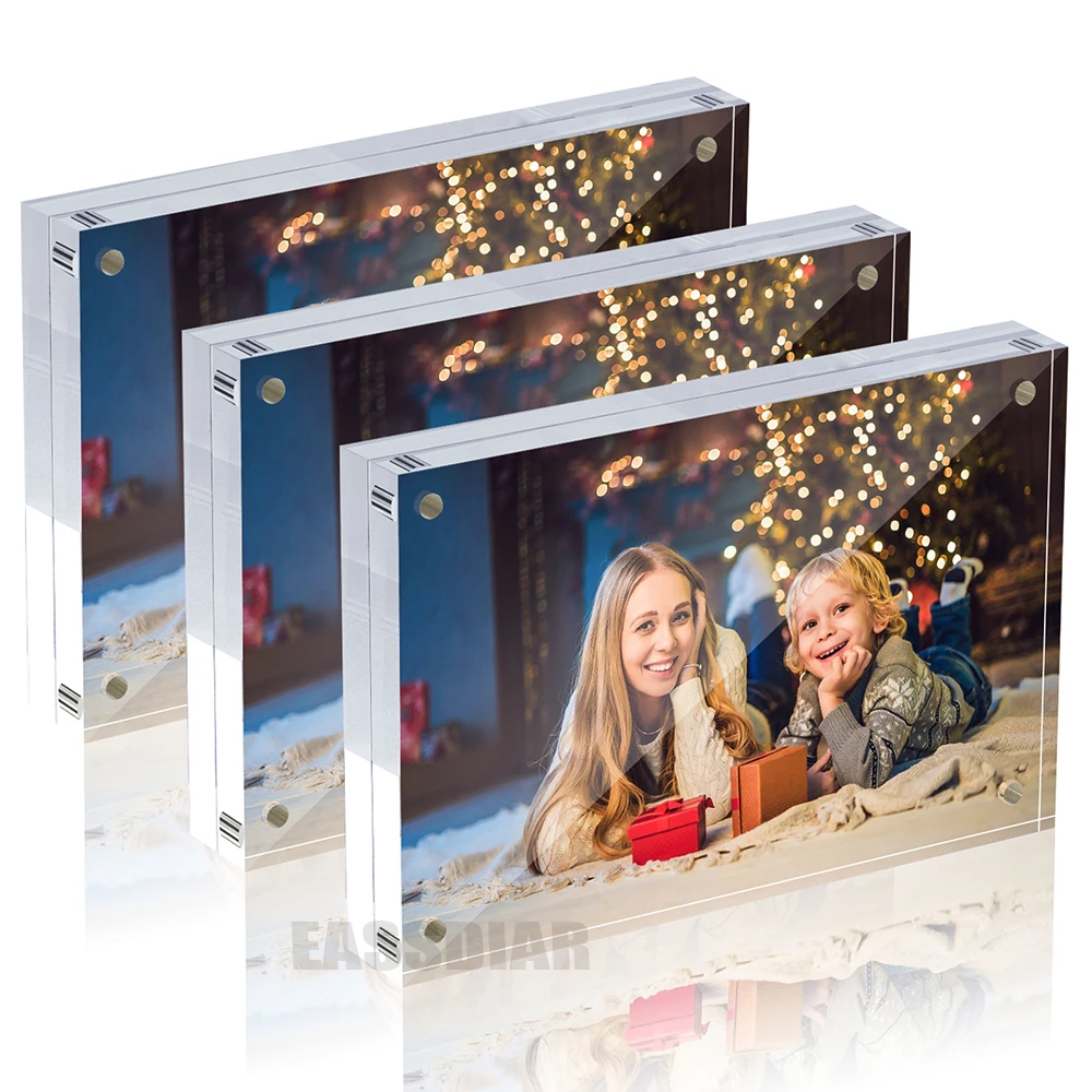 High Quality Clear 10+10mm Clear Picture Frame 4x4inch 4x6inch 5x7inches Poster Display Stand Magnetic Acrylic Photo Frame