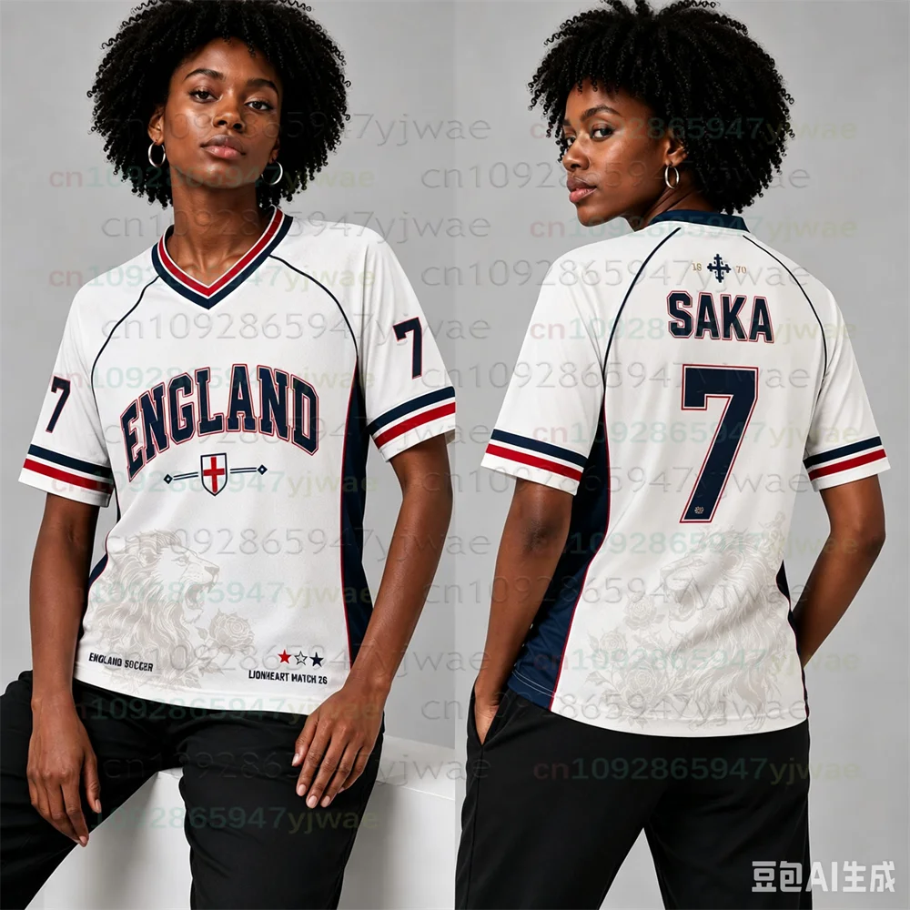 2026 Heißeste Britische Drei-Löwen-Fußballtrikots Bellingham/Kane/Rice/Saka Nr.10/9/7/4 Sonderedition Fußball-T-Shirt für Erwachsene/Kinder – Detail 8