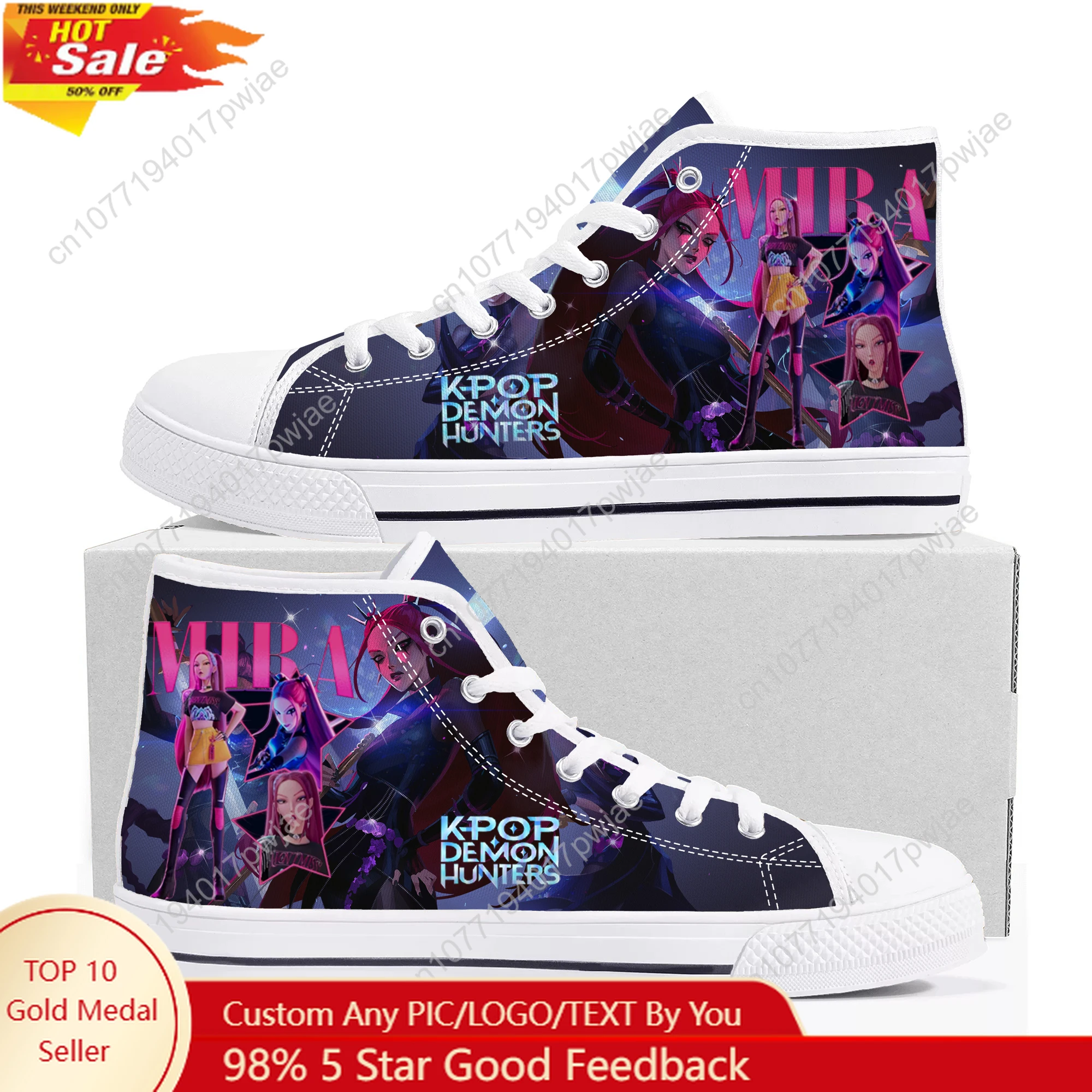 

KPop Demon Hunters Mira High Top High Quality Sneakers Mens Womens Canvas Sneaker Ghana Hiking Fashion Casual Shoes Custom Shoes