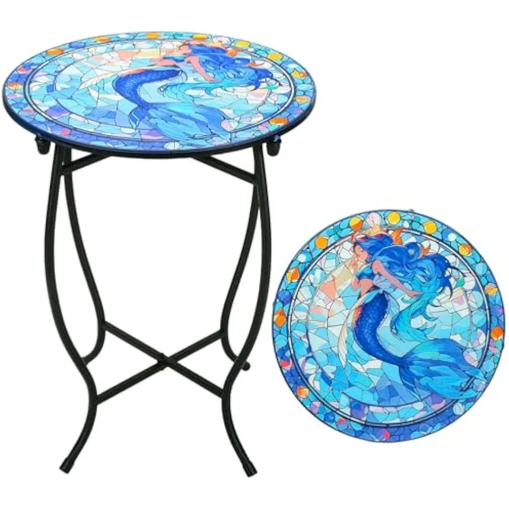 

Модный и крутой приставной столик для патио для небольшого пространства, 14-дюймовый металлический приставной столик, небольшой круглый торцевой столик, акцентный столик для