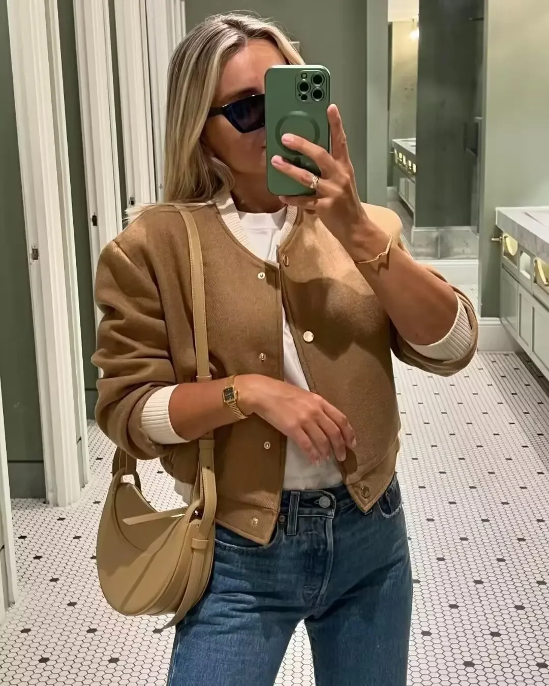 

Y2k Loose Knitted Pocket Long Sleeve Female Tops Single Breasted Outerwear Bomber Jackets Women Solid O-Neck Autumn Winer