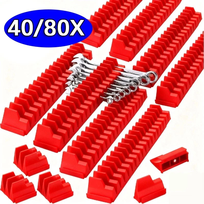 40/80PCS Wrench Storage Rack Wall Mount Multifunctional Wrench Spanner Sorter Holders Tray Display Hanger for Hardware Tool