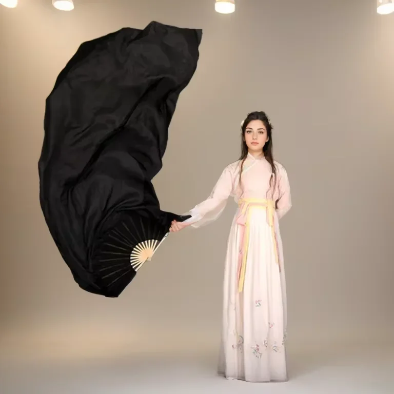 Wite Gray Silk Dance Fan 100% Real Silk Belly Dance Stage Performance Props Fans Hand-dyed Multiple Colors Silk Veils