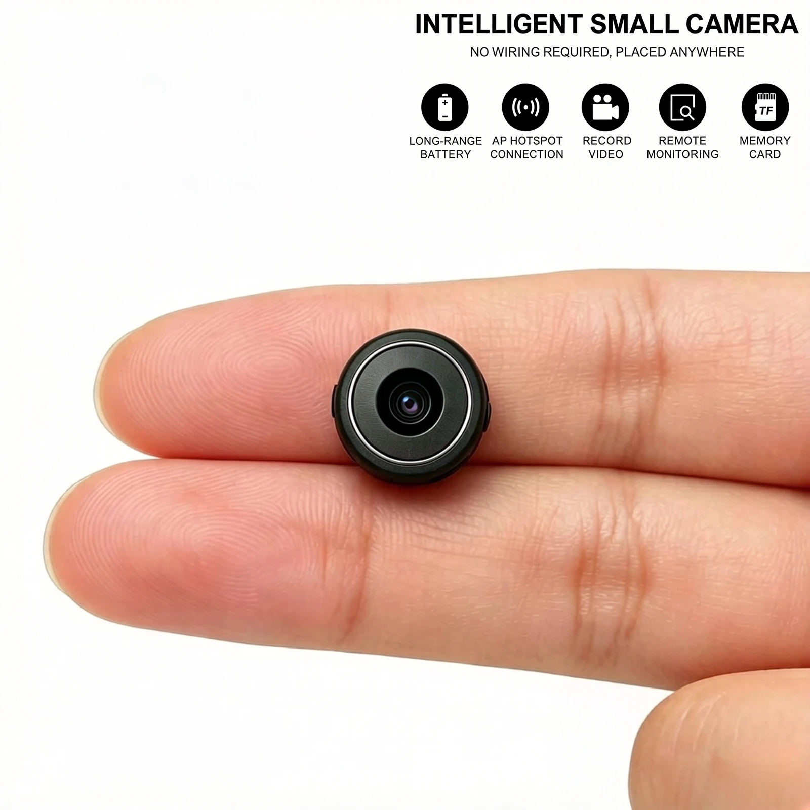 Mini All-scene WiFi Security Camera, portable and easy to place, 4K Ultra HD, night vision, motion tracking and two-way audio. 24 hours full-time recording for home, baby, pet, car and indoor outdoor monitoring work.