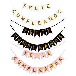 1Pcs Spanish Letter Flag Birthday Decoration Paper Happy Birthday Banner for Kids Adult Birthday Party Backdrop Pendant Decor