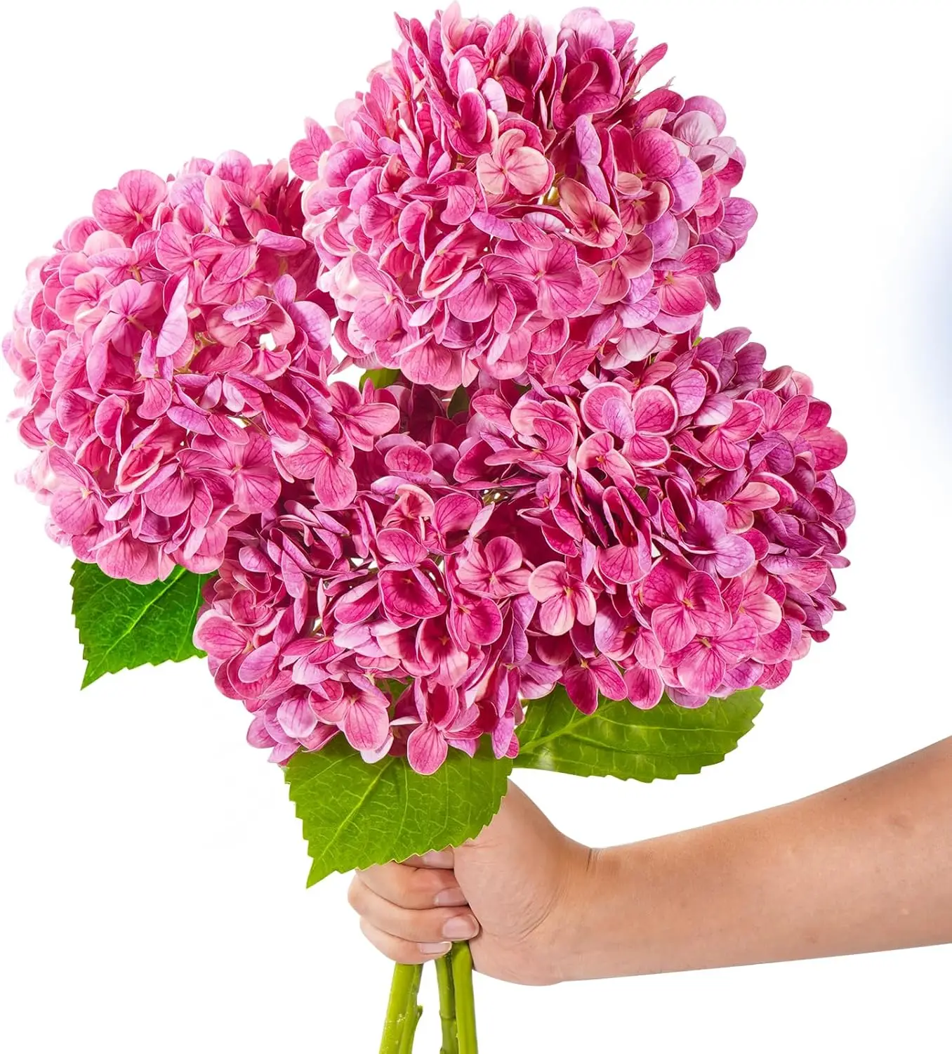 

20" 4Pcs Faux Hydrangea Flowers Real Touch Fake Hydrangeas Bouquet Hydrangea Artificial Flowers with Leaves Stems for Ce
