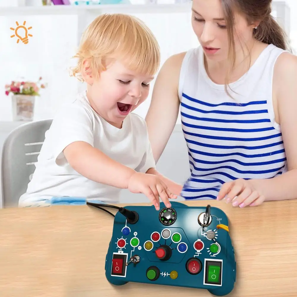 Placa de luz LED com bússola, máquina de jogos para atividades educacionais precoces de aprendizagem, brinquedo infantil para meninos e meninas, 2 a 4 anos