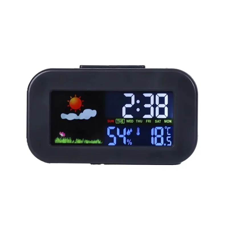 

A92Z Weather Station Clock With Color Display Temp&Humidity Monitor Backlit For Kids Teens Students - Bedroom Dorm Desk