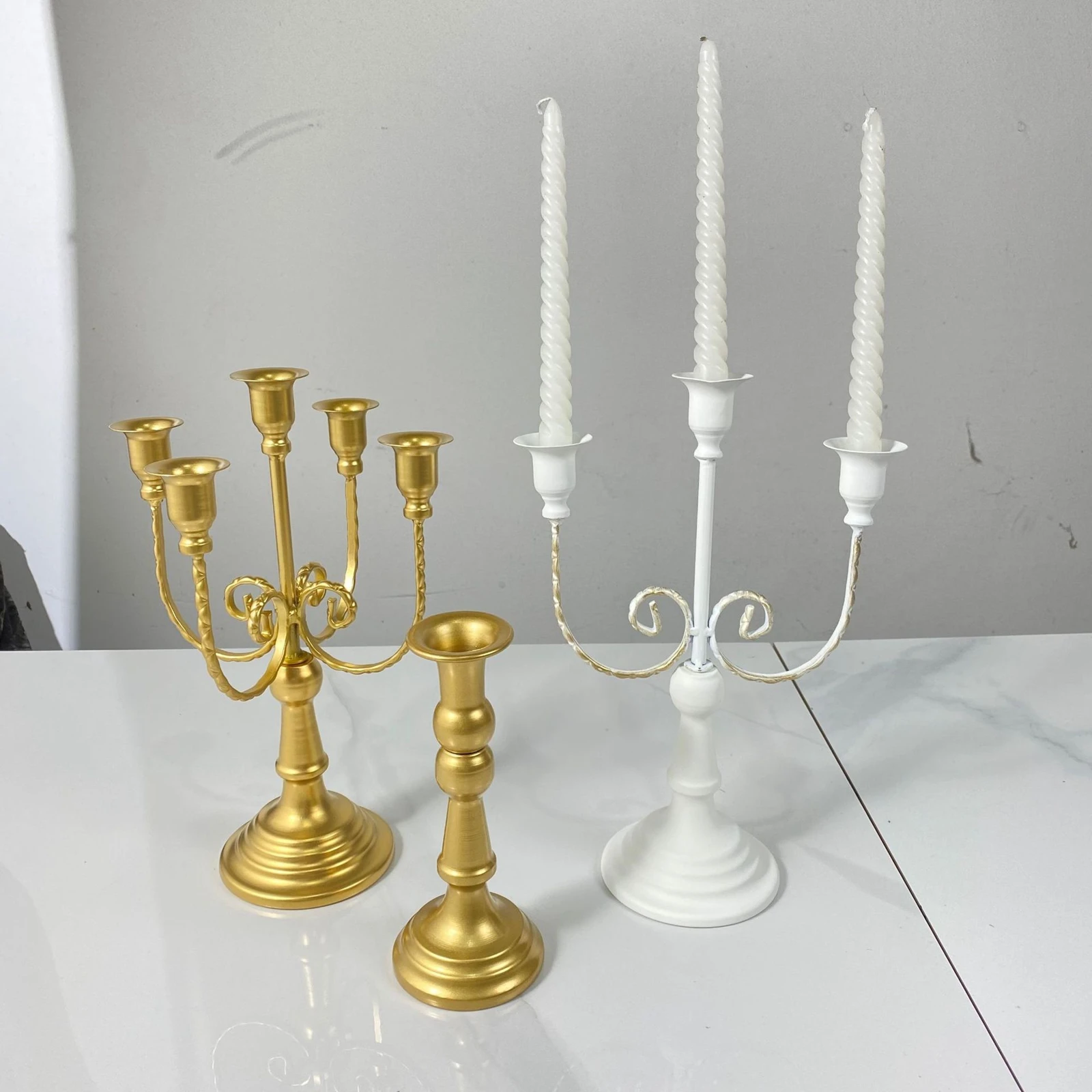 Metal Candelabra Centerpiece Simple Elegant Candlestick Holder for Wedding Thanksgiving Dining Room Living Room Decoration