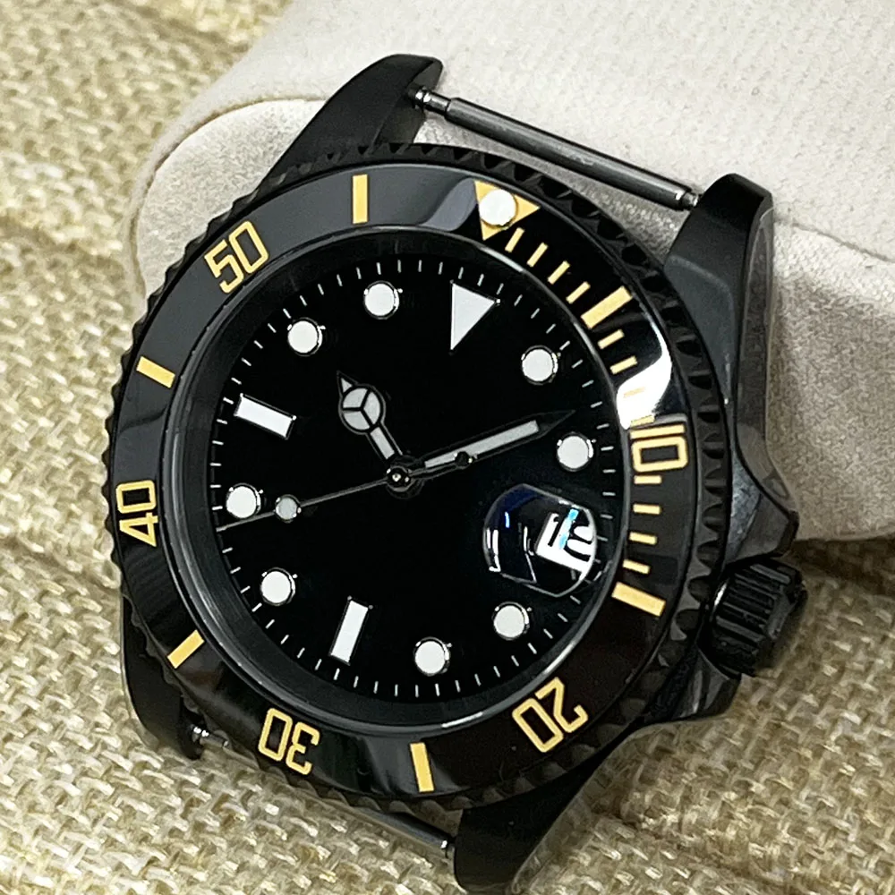 

40mm diameter shell NH35 with width 20mm stainless steel strap men's NH35 Sport sapphire glass hand black A2 watch head