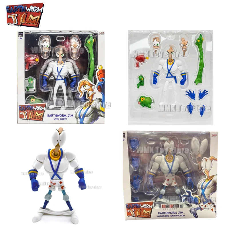 In Stock PDNA 1/12 Earthworm Jim 1.0 Jim 2.0 Action Figure Worm Body Jim Heads Pack Psy-Crow Bob The Killer Figures Model Toys