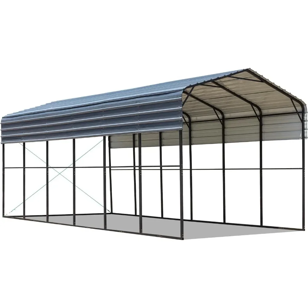 14x30 FT RV Metal Carport With Galvanized Metal Roof And Frame For RV, 2 Car, Boat And Tractors Carport