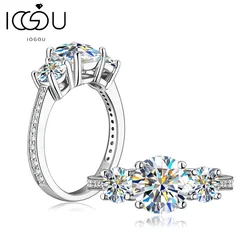 IOGOU All Moissanite Wedding Rings for Womens Sterling Silver 925 Three Stone 8mm&5mm Diamond Rings Engagement Luxury Jewelry