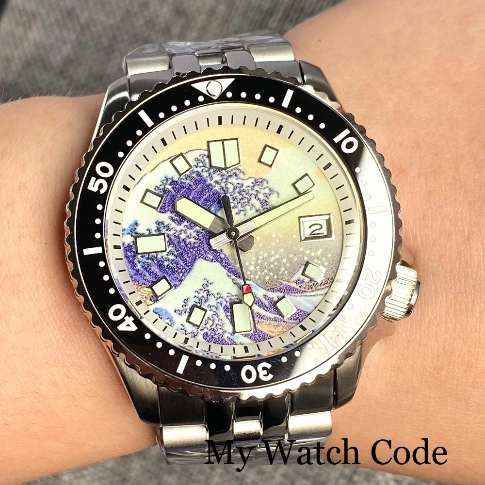 Tandorio SKX Mod Kagawana Wave NH35 Steel Mechanical Watch Men Waterproof Relogio Masculino Sapphire 120clicks Bezel 3.8 Crown