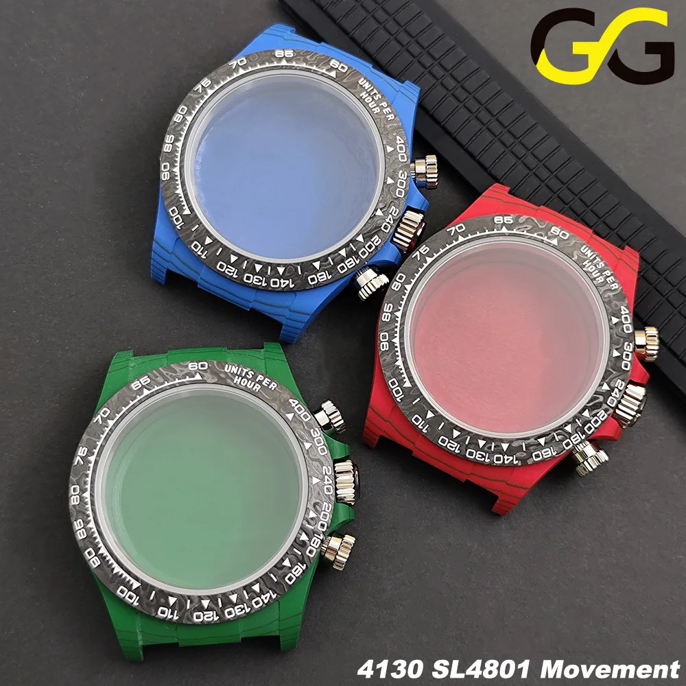 high-quality carbon fiber multifunctional case 38.3mm timing case Fit for 4130 SL4801 movement watch accessories