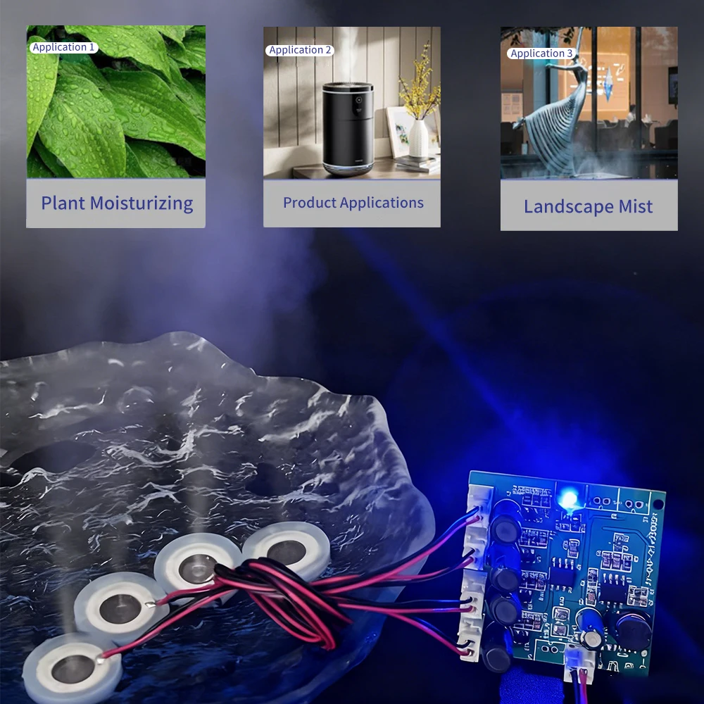 DC 6-24V Humidifier Module DIY Kit Nebulizing Control Board PH2.0 Connector Ultrasonic Nebulizer Mist Driver Circuit Board