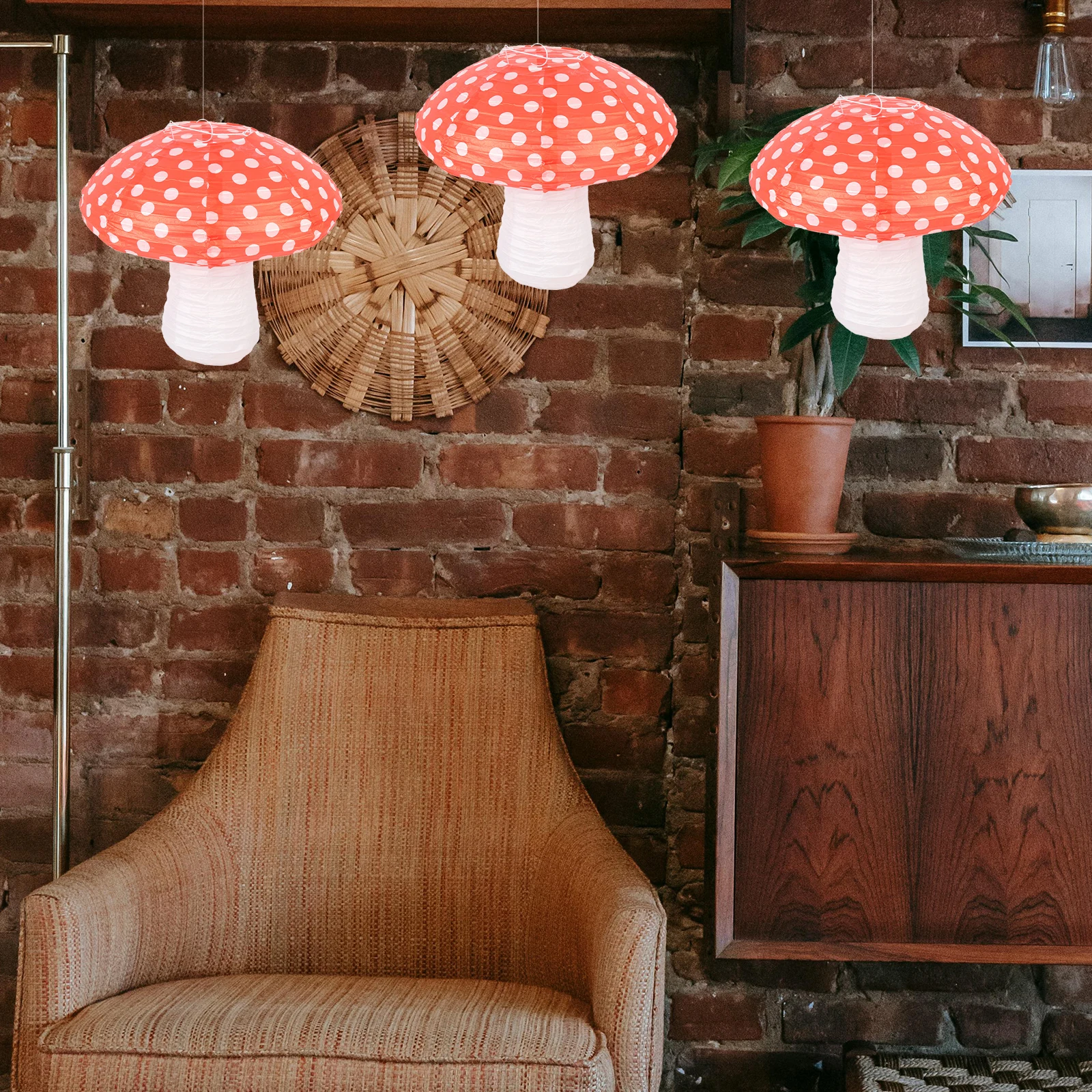 

3pcs Mushroom Shaped Paper Lanterns Reusable Folding Design Hanging Lamps Birthday Wedding Baby Shower Decor Indoor Outdoor