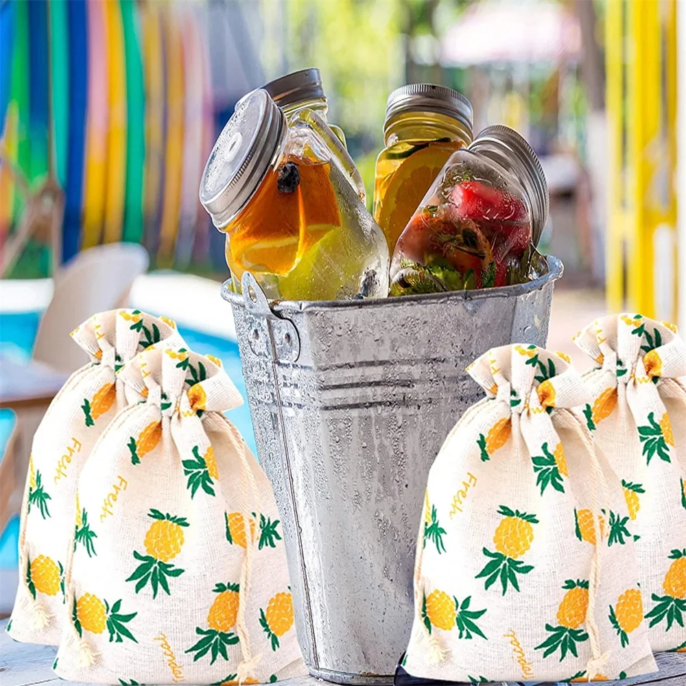 

20pcs Pineapple Gift Treat Bags Drawstring Gift Bag Pineapple Favor Bag for Wedding Bridal Shower Birthday Party Hawaiian Luau