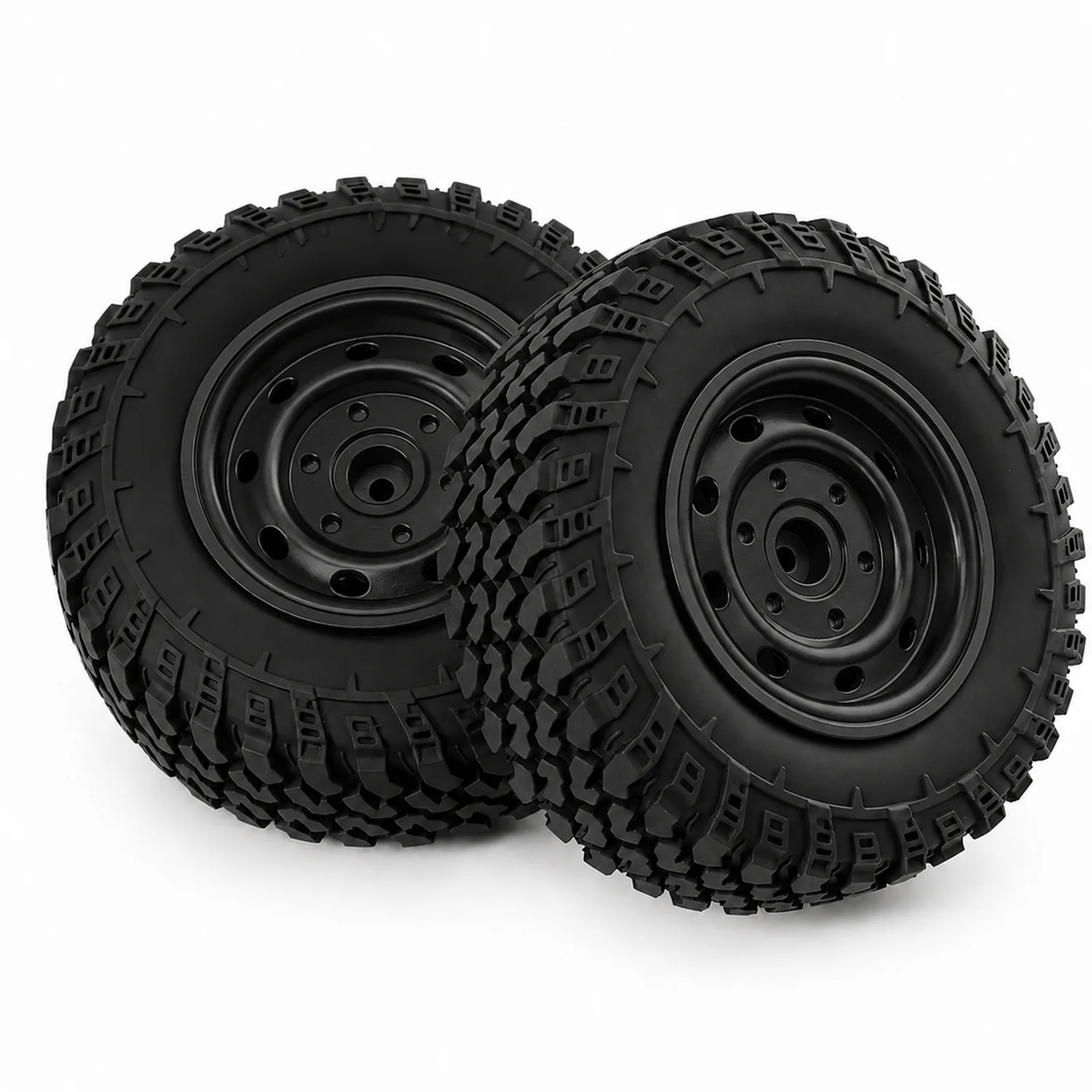 Heavy Duty CNC Metal Beadlock Rims With Deep Tread Offroad Tyres, 5mm Shaft Direct Install For MN MODEL MN99S MN98 MN300 RC Craw