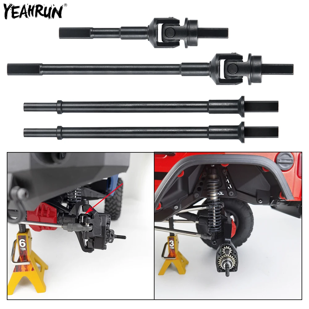 

YEAHRUN Stainless Steel Front Rear Axle CVD Driveshaft for 1/10 RC Car SCX10 III Wrangler Gladiator Base Camp AXI03027 AXI-1375