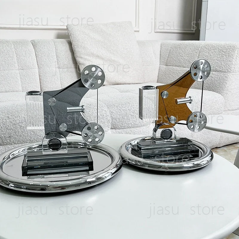 Modern Italian Minimalist Retro Gramophone Model Decor Ornament,Desktop Projector Crystal Decor for Study Tabletop